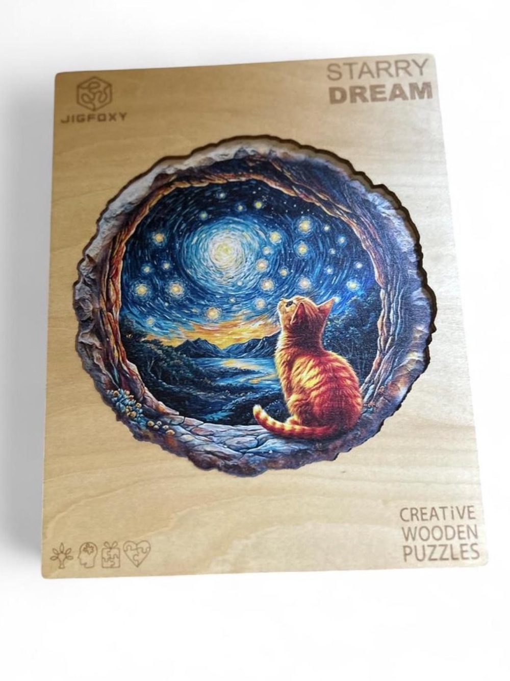 Starry Dream Wooden Puzzle - Orange Cat